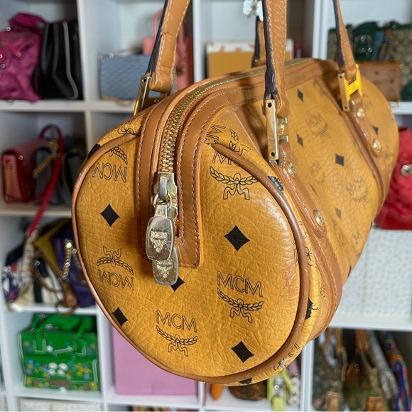 MCM Visetos Cognac Monogram Papillon Satchel - Picture 6 of 17